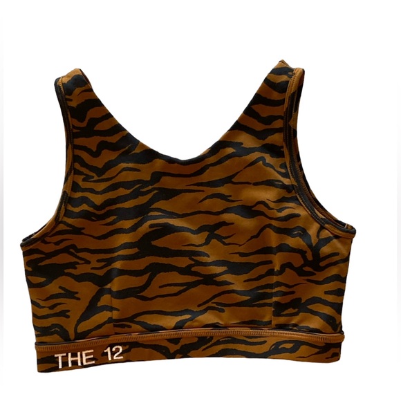 Brown & Black Zebra Print Workout Top Elastic Size S. Great Condition! The 12. - Picture 1 of 8